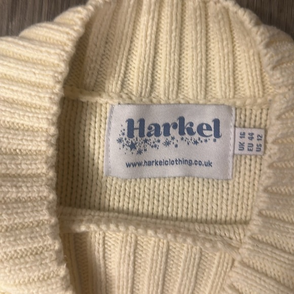 Harkel Beige Green Leaf Jumper Embroidered Soft Knit Size US 12 - Picture 3 of 7